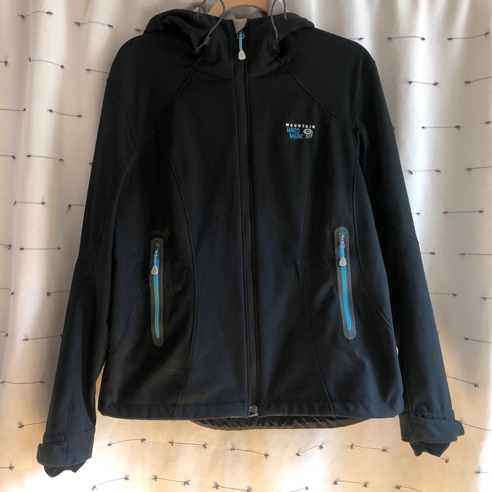 Mountain Hardwear Black Softshell Jacket with Teal Accents